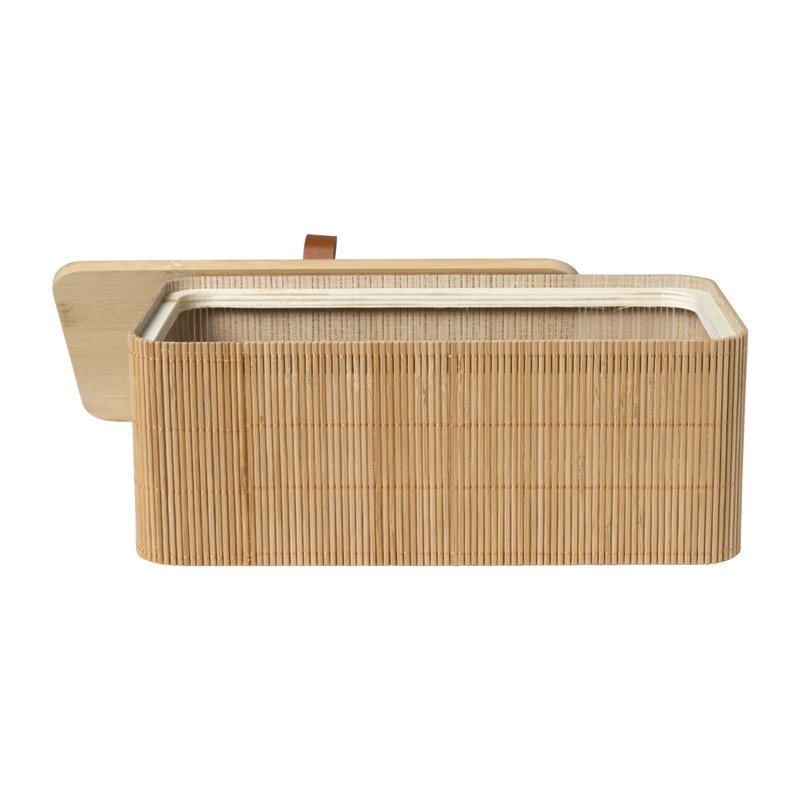 Bamboe kistje met deksel Jesse - 10x27x15.5 cm - naturel