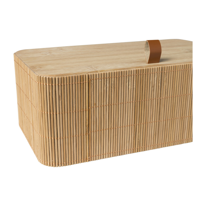 Bamboe kistje met deksel Jesse - 10x27x15.5 cm - naturel