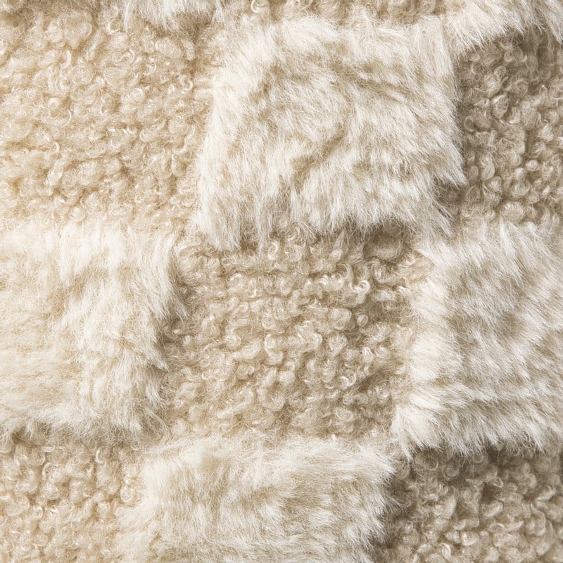 Mand geruit rond maat L - beige - ø22x16 cm