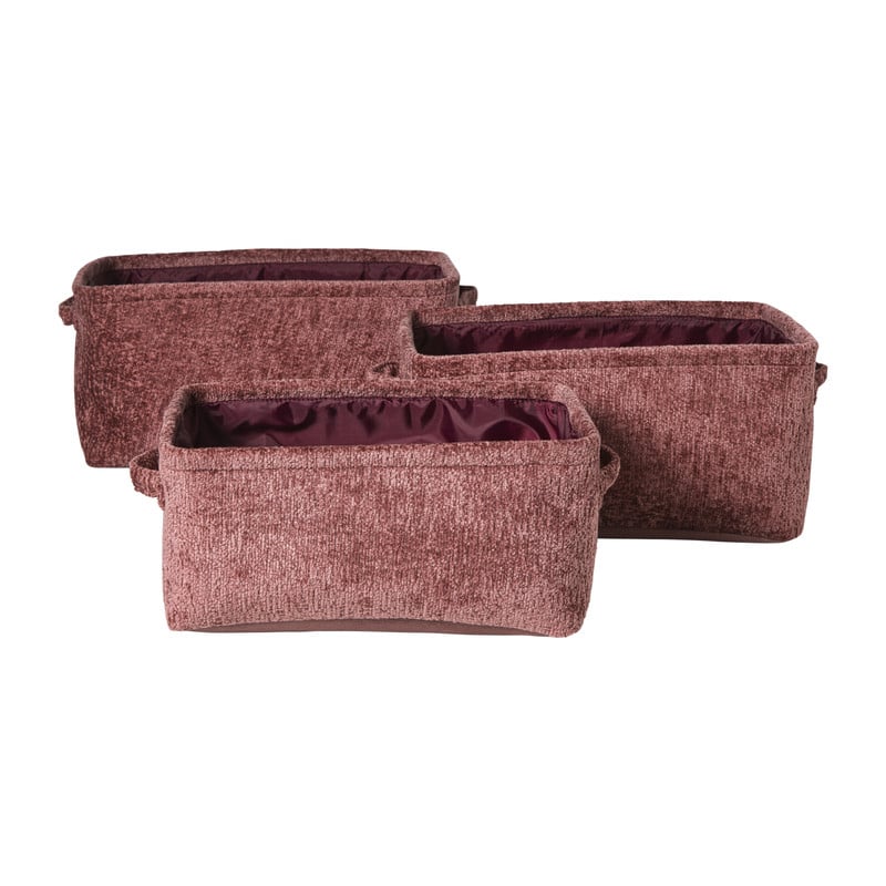 Mand chenille - rood - 33x23x16 cm