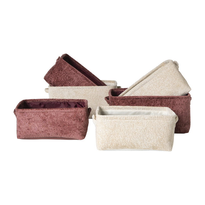 Mand chenille - rood - 33x23x16 cm