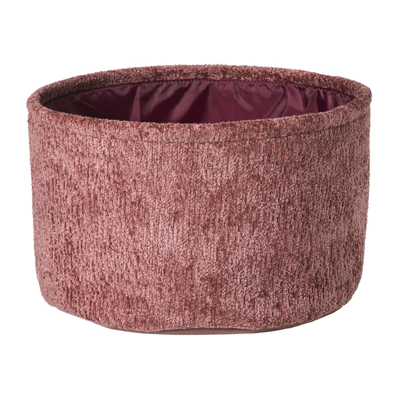 Mand chenille rond - rood - ø30x18 cm