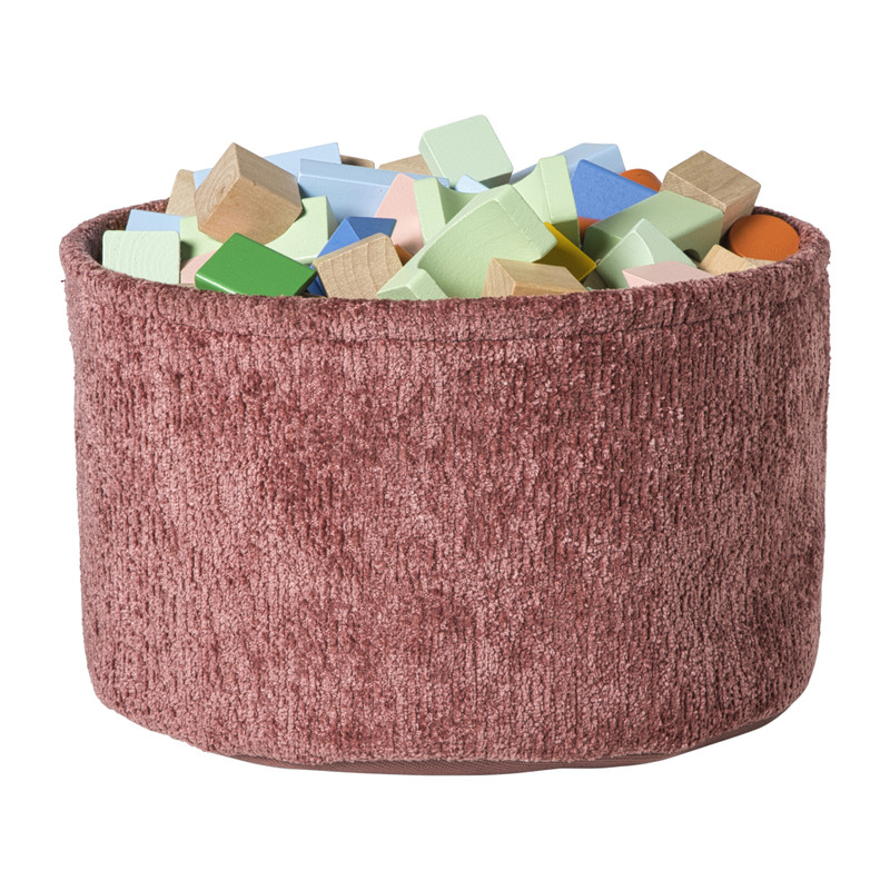 Mand chenille rond - rood - ø30x18 cm