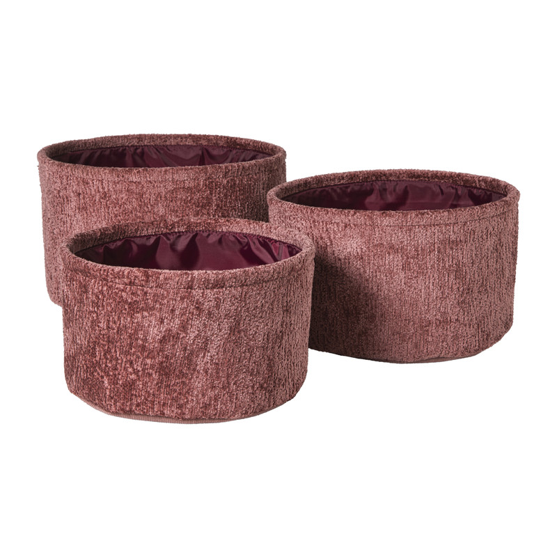 Mand chenille rond - rood - ø30x18 cm