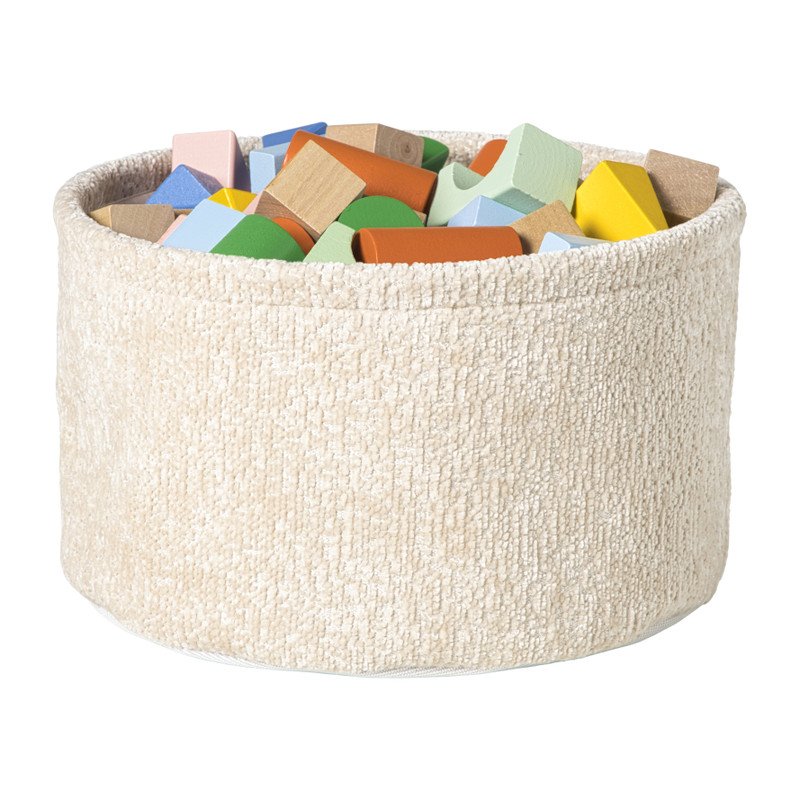 Mand chenille rond - wit - ø27x16 cm