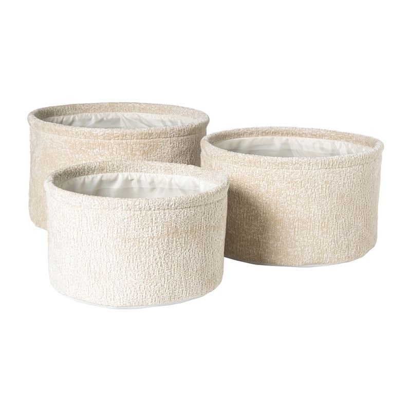 Mand chenille rond - wit - ø27x16 cm