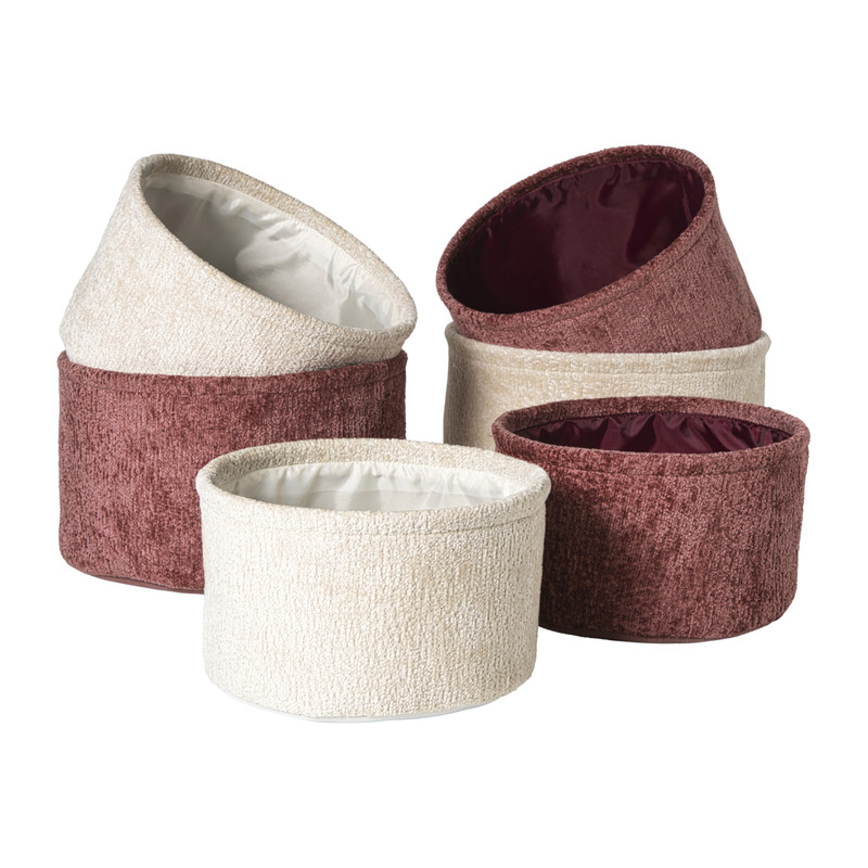 Mand chenille rond - wit - ø27x16 cm