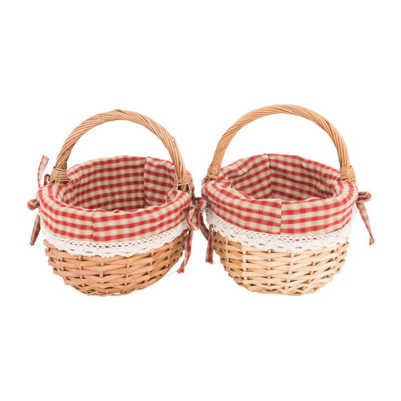 Picknickmand met ruitjesprint 24x18x19cm