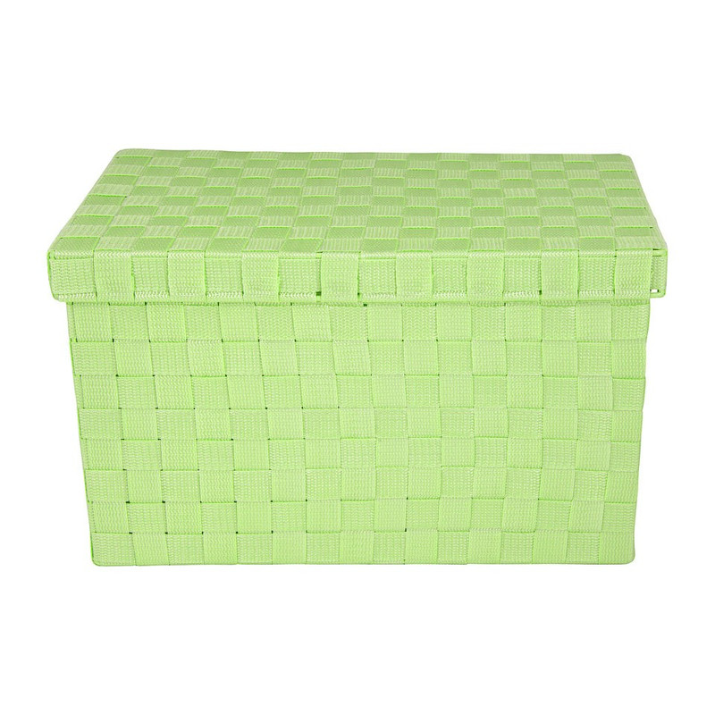 Gevlochten opbergbox L groen