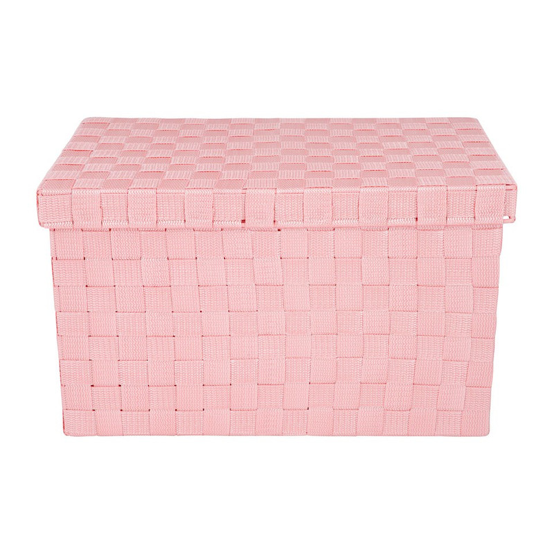 Gevlochten opbergbox M roze