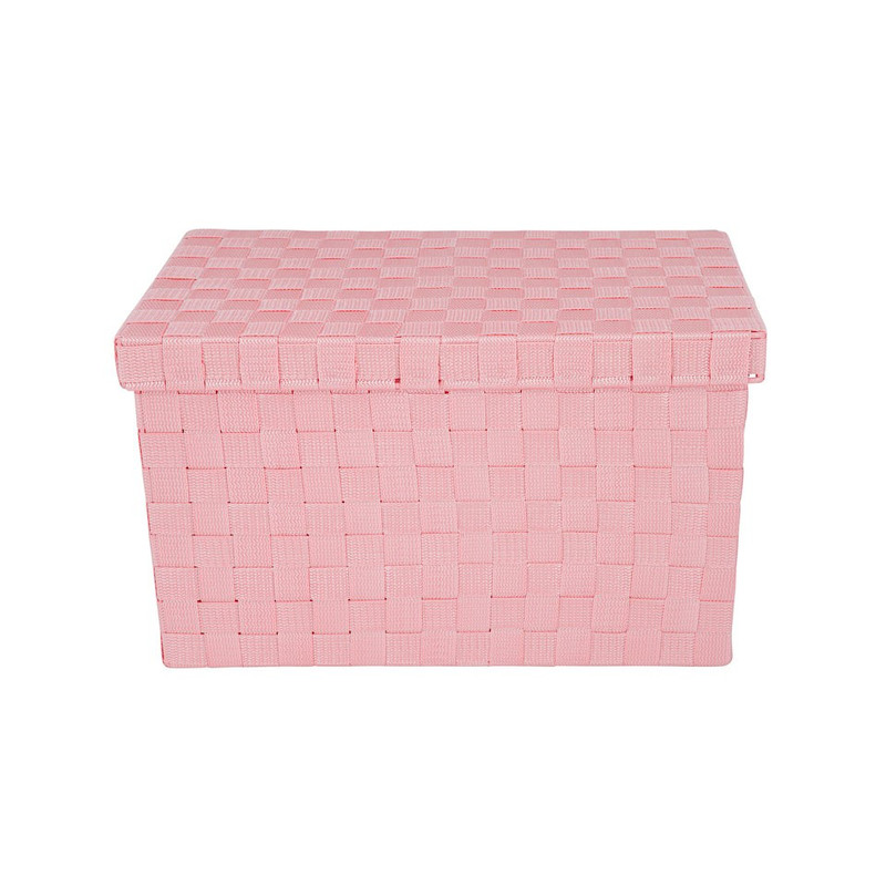 Gevlochten opbergbox L roze