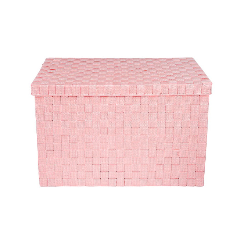Gevlochten opbergbox XL roze