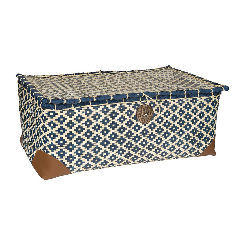 Mand met deksel Jade - blauw/wit - groot