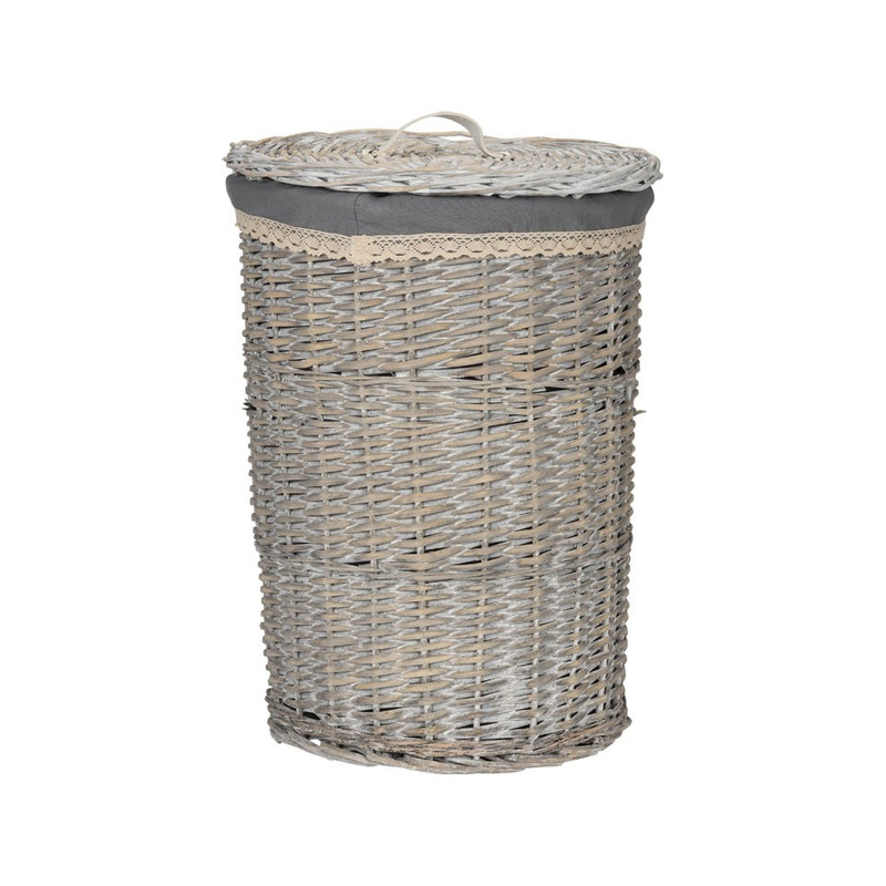 Rieten wasmand grijs - medium