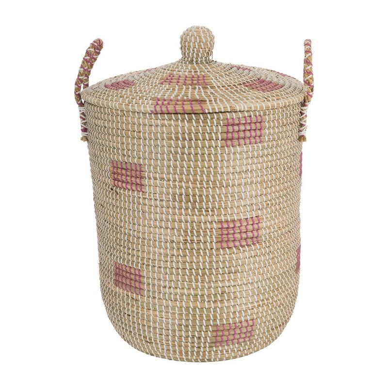 Wasmand Cobra - roze/wit - 43x52 cm