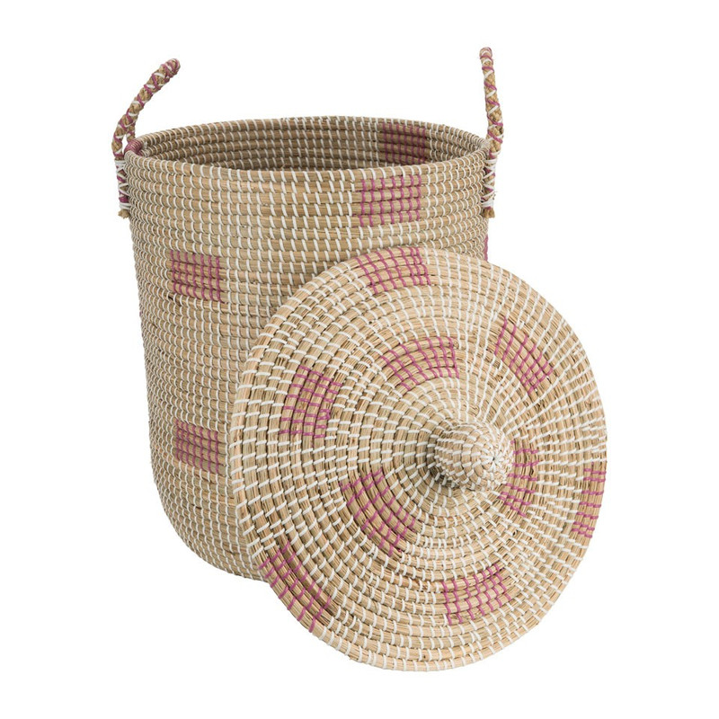 Wasmand Cobra - roze/wit - 43x52 cm