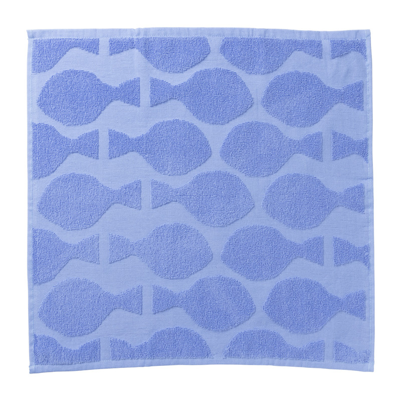 Handdoek vissen - blauw - 50x50 cm