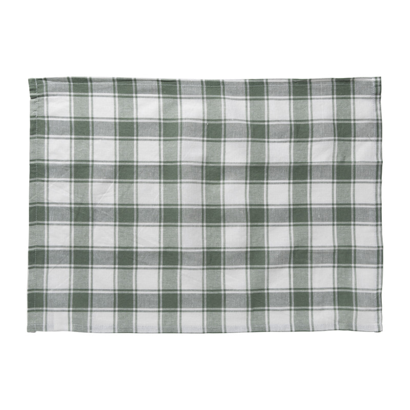 Theedoeken set van 3 - groen/wit - 45x65 cm