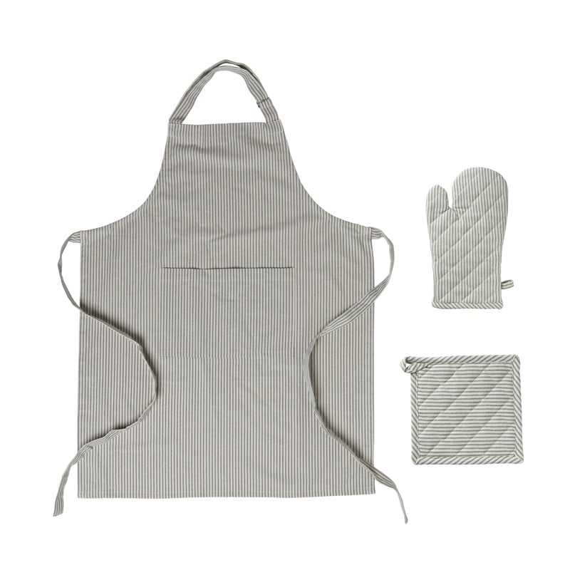 Ovenwant gestreept - groen/wit - 18x32 cm