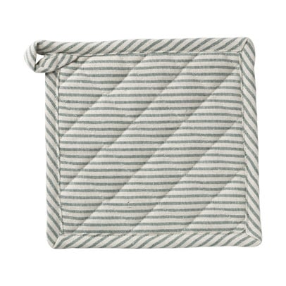 Pannenlap gestreept - groen/wit - 20x20 cm