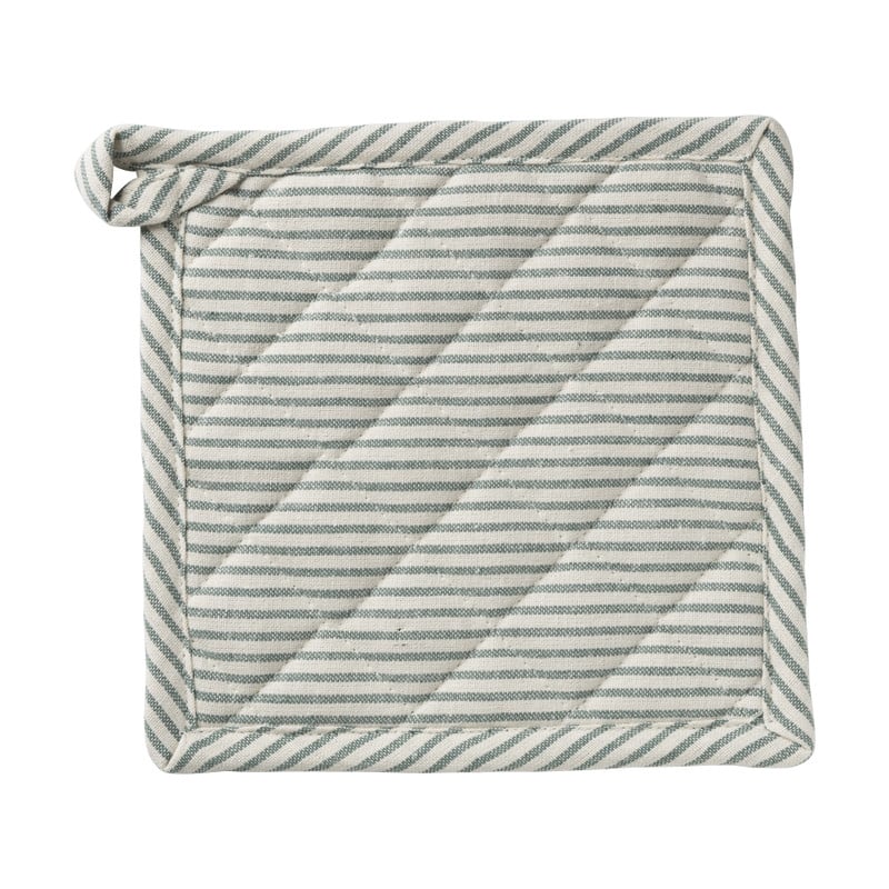 Pannenlap gestreept - groen/wit - 20x20 cm