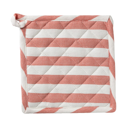 Pannenlap gestreept - oranje/wit - 20x20 cm