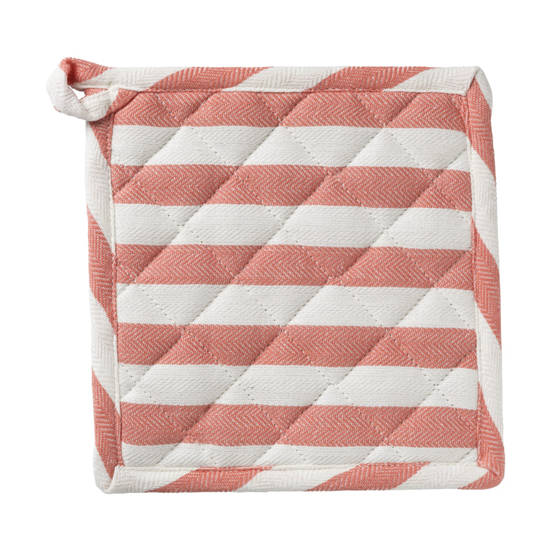 Pannenlap gestreept - oranje/wit - 20x20 cm