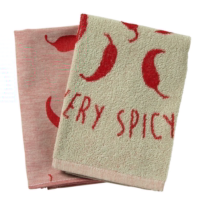 Theedoek pepers - rood/groen - 50x70 cm