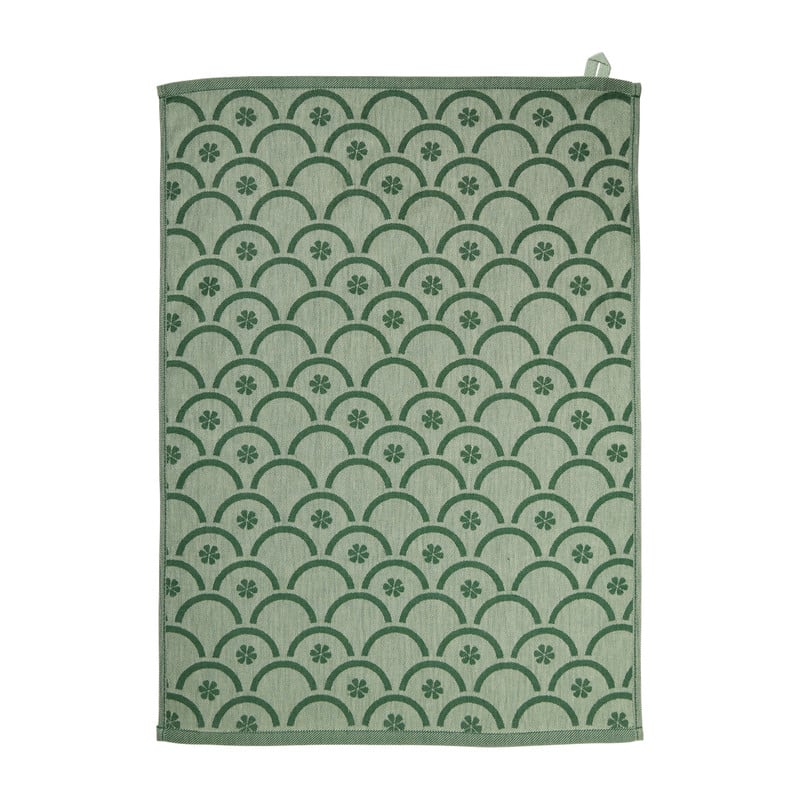 Theedoek bloem - groen - 50x70 cm