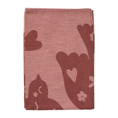 Theedoek vredesduif - roze/bordeaux rood - 50x70 cm