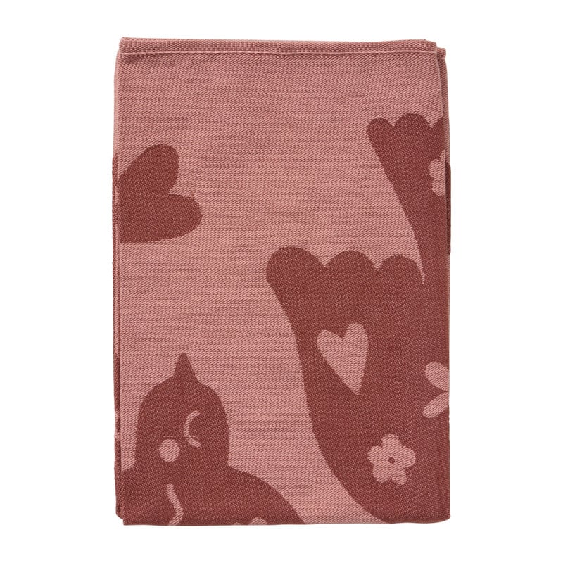 Theedoek vredesduif - roze/bordeaux rood - 50x70 cm
