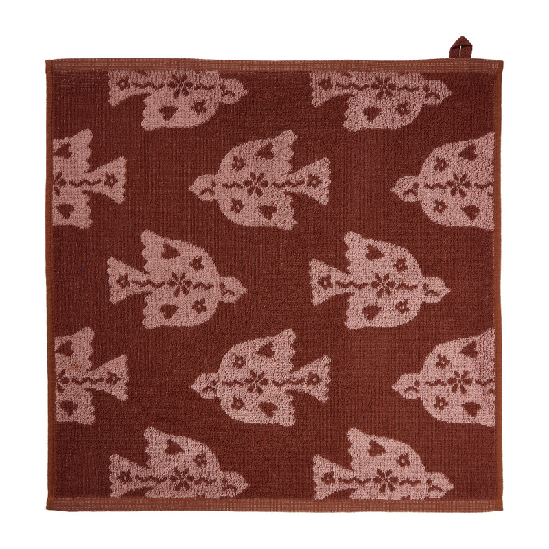 Keukendoek vredesduif - roze/bordeaux rood - 50x50 cm