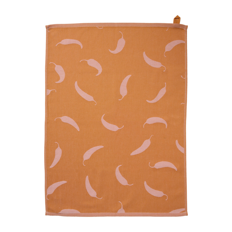 Theedoek chili - roze/oranje - 50x70 cm 
