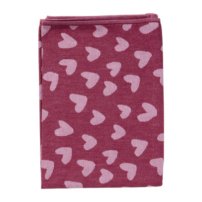Theedoek hartjes - roze/paars - 50x70 cm
