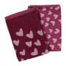 Theedoek hartjes - roze/paars - 50x70 cm 