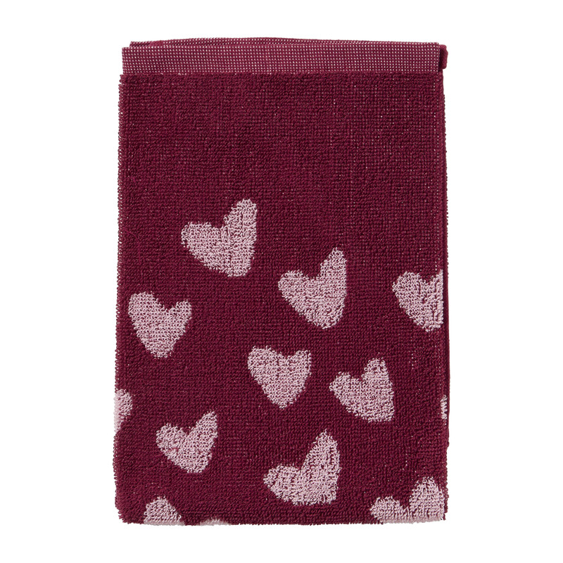 Keukendoek hartjes - roze/paars - 50x50 cm