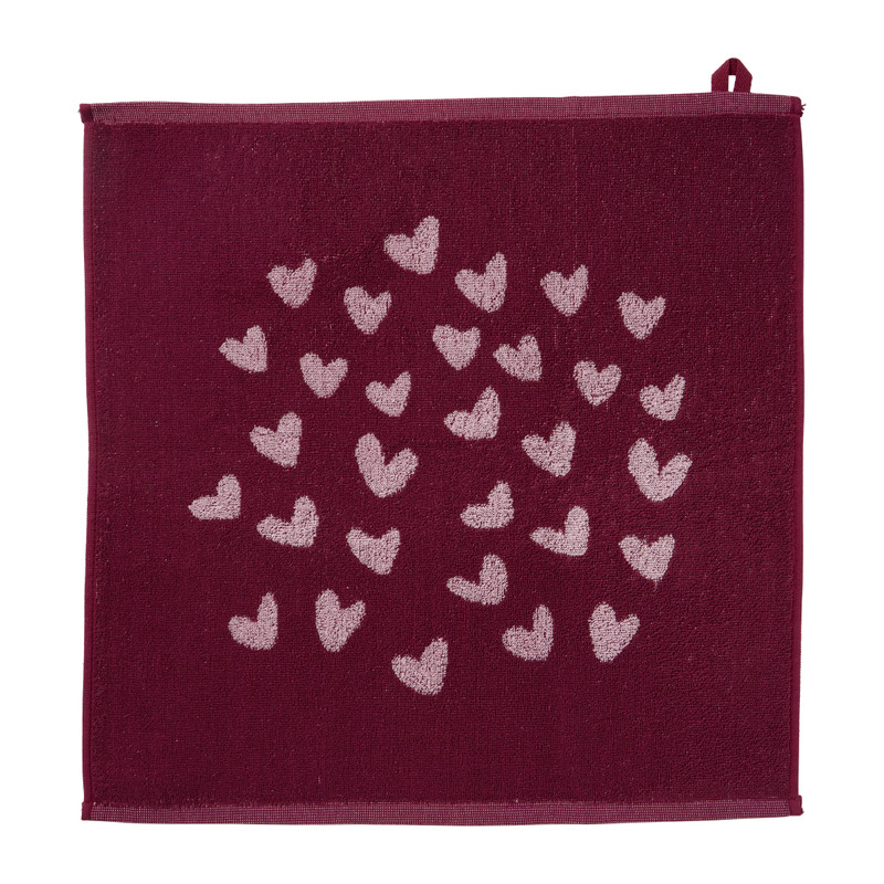 Keukendoek hartjes - roze/paars - 50x50 cm