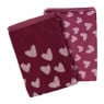 Keukendoek hartjes - roze/paars - 50x50 cm