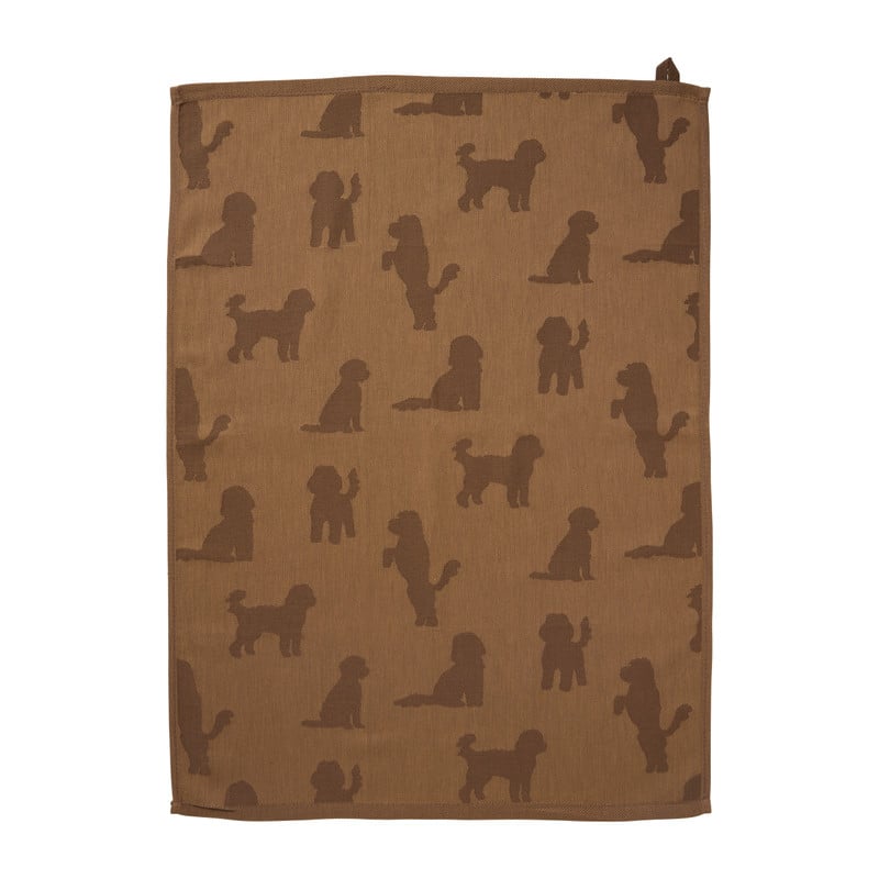 Theedoek labradoodle - bruin/beige - 50x70 cm
