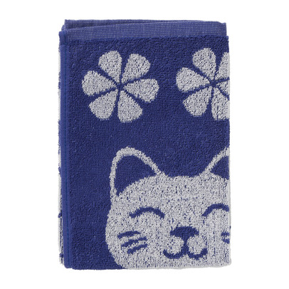 Keukendoek lucky cat - blauw/wit - 50x50 cm