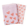 Theedoek hartjes - lila/koraal - 50x70 cm