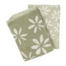 Handdoek bloemen - groen/wit - 50x50 cm