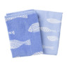 Theedoek vissen - blauw/wit - 50x70 cm