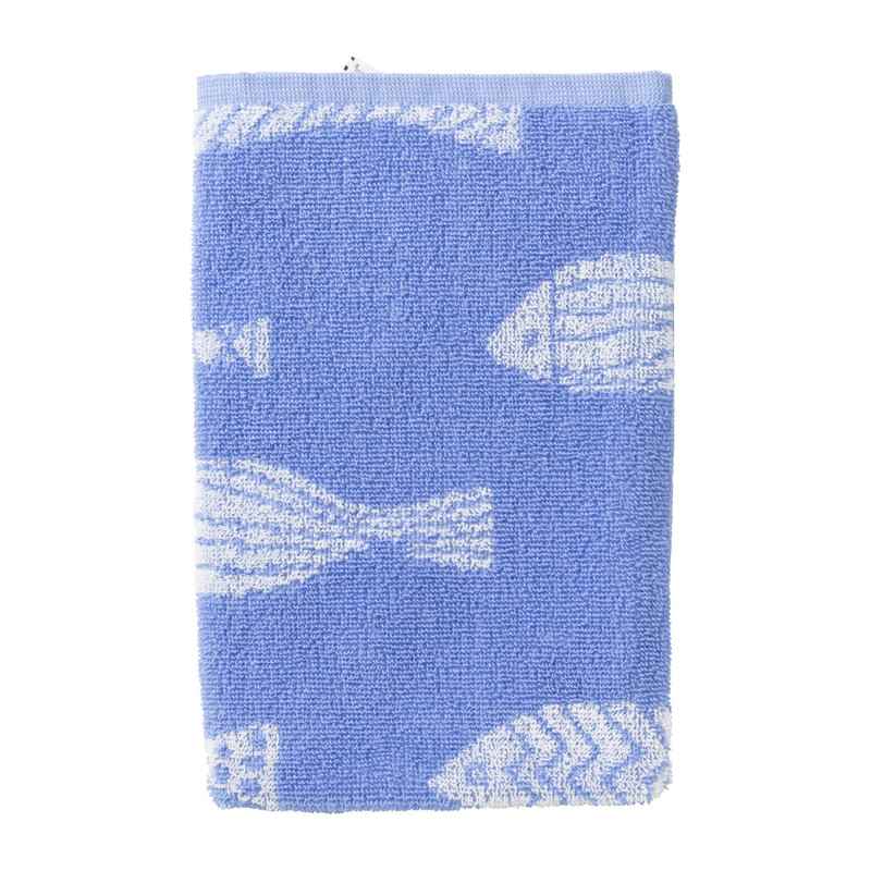 Handdoek vissen - blauw/wit - 50x50 cm