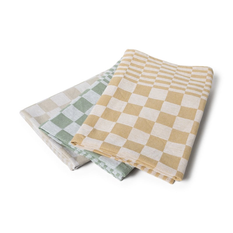 Theedoek ruiten - beige - 50x70 cm