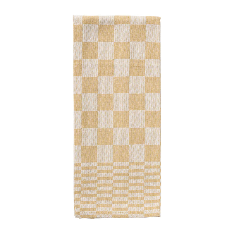 Theedoek ruiten - oker geel - 50x70 cm