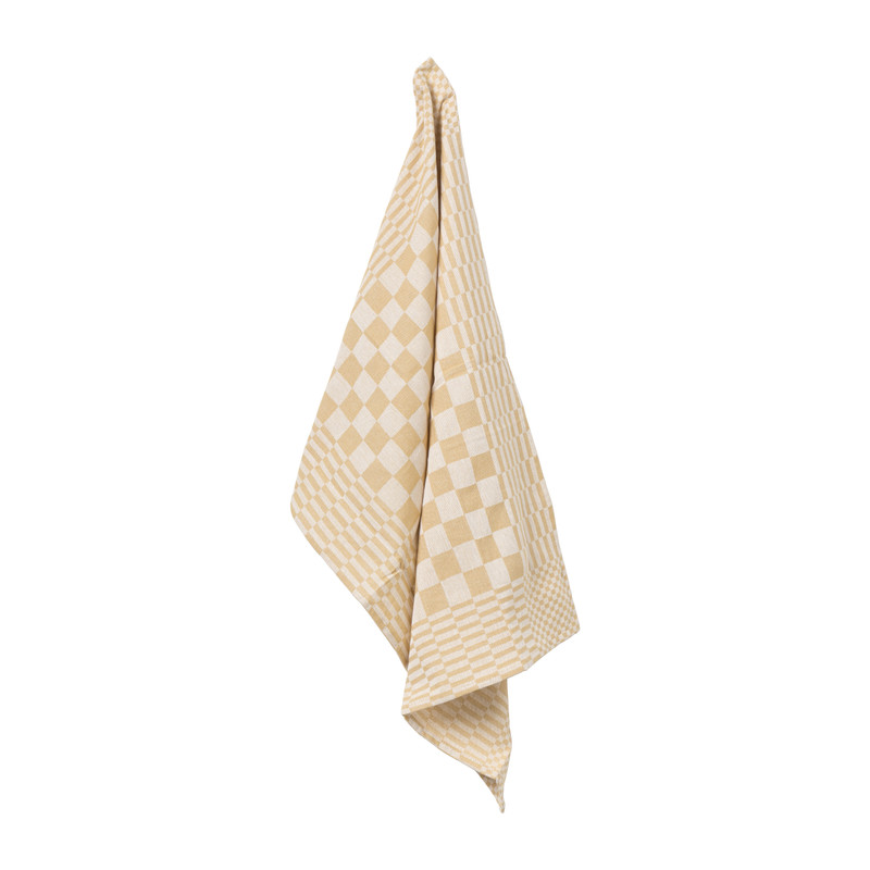 Theedoek ruiten - oker geel - 50x70 cm