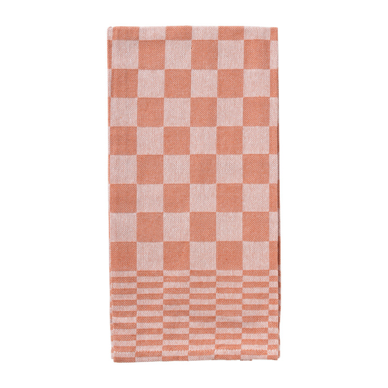 Theedoek ruiten - terra - 50x70 cm
