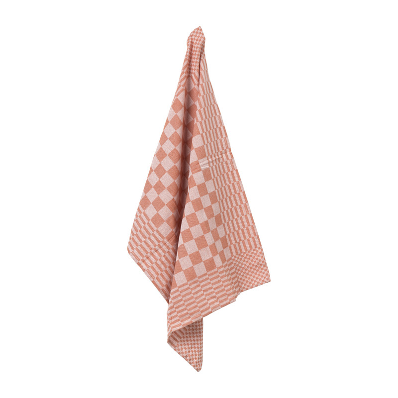 Theedoek ruiten - terra - 50x70 cm