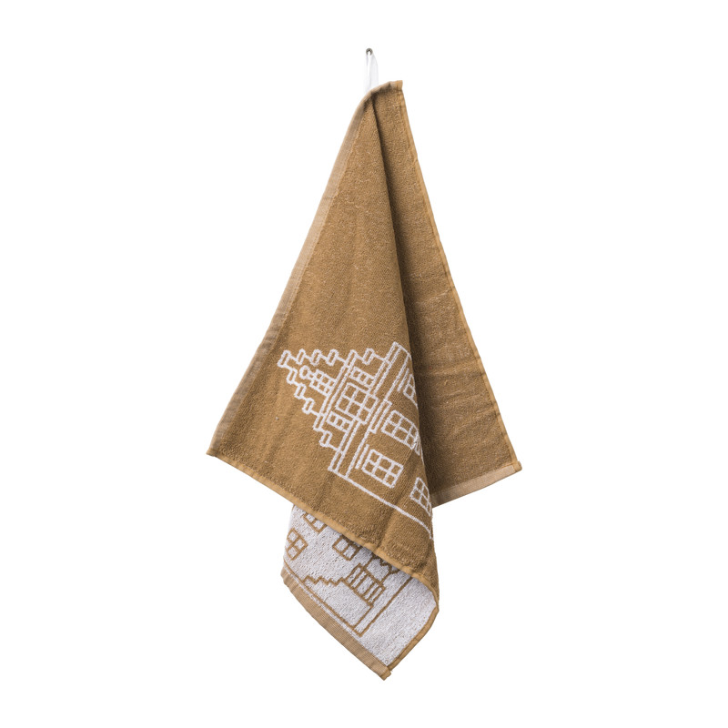 Keukendoek grachten - bruin - 50x50 cm 